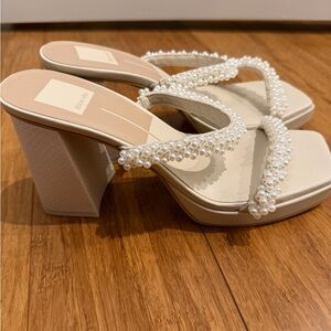 Dolce Vita Cream Pearl Block Heels